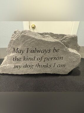 Gray Stone Quartz Paper Weight Wall Hanger Dog Memorial Sign - Neutral Gray 6”